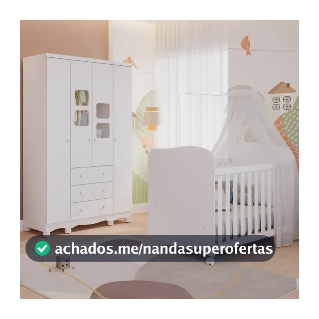Quarto De Bebê Guarda Roupas 4 Portas Berço Americano Uli