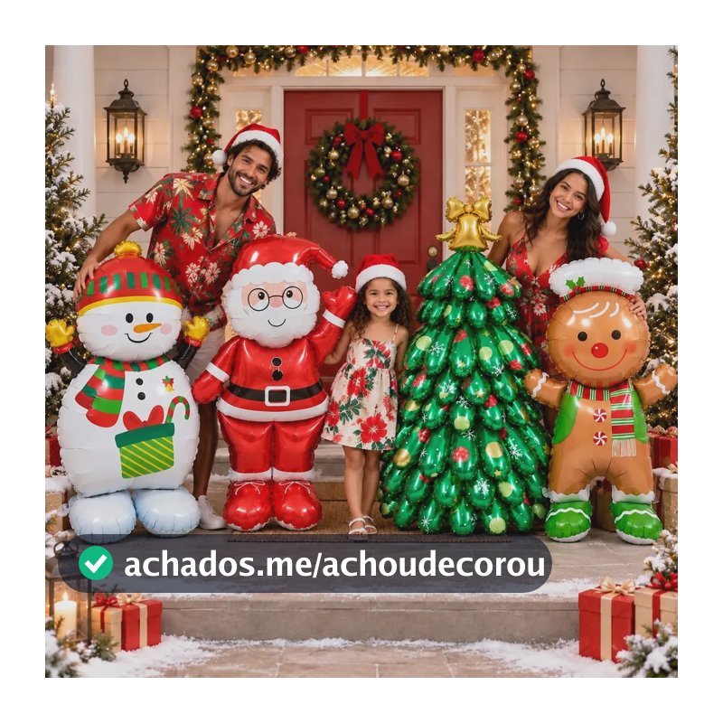 Kit 4 Papai Noel Inflável Gigante 1,5m Balão Decor De Natal Vermelho 0