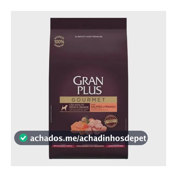 Ração Seca Gran Plus Gourmet Cães Adultos Médios Grandes Salmão Frango 10,1 kg