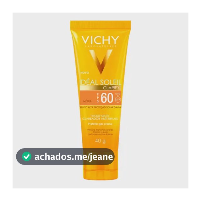 Protetor Solar Facial com Cor Média FPS60 Previne Manchas Clareia e Uniformiza a Pele Textura Toque Seco Anti-Brilho Capital Soleil Clarify Vichy 40g