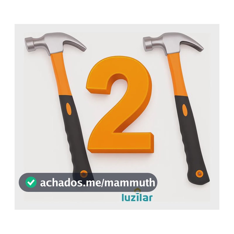 Martelo De Unha Kit C/ 2 Martelos Profissional Cabo Fibra 27cm Emborrachado Martelo De Unha Resistente Luzilar 2 Unidades
