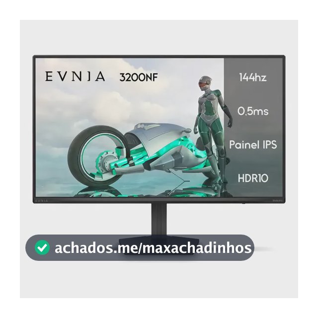 Monitor Gamer Phillips 24 Evnia Ips 144hz 0.5ms Wide Fullhd Preto 127/220v