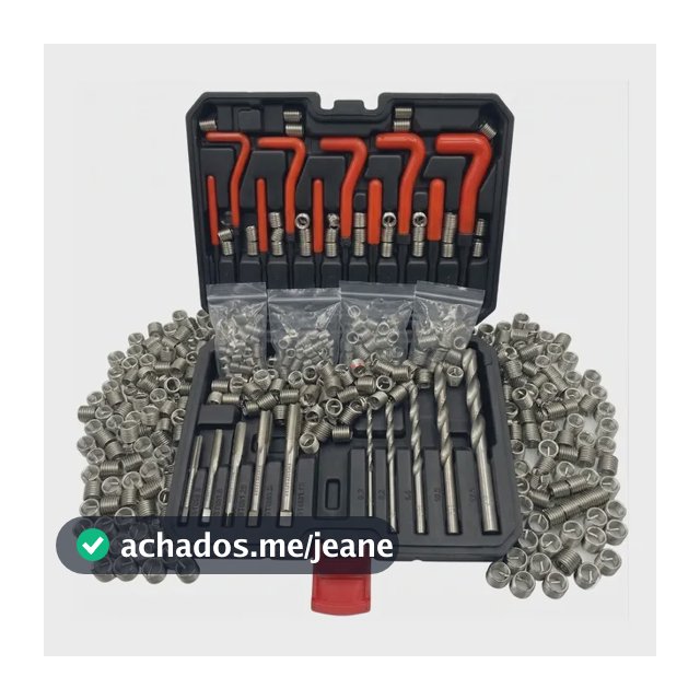 Kit 241un Jogo Abridor De Reparo Rosca Postiça Aço M5 - M12 Vermelho