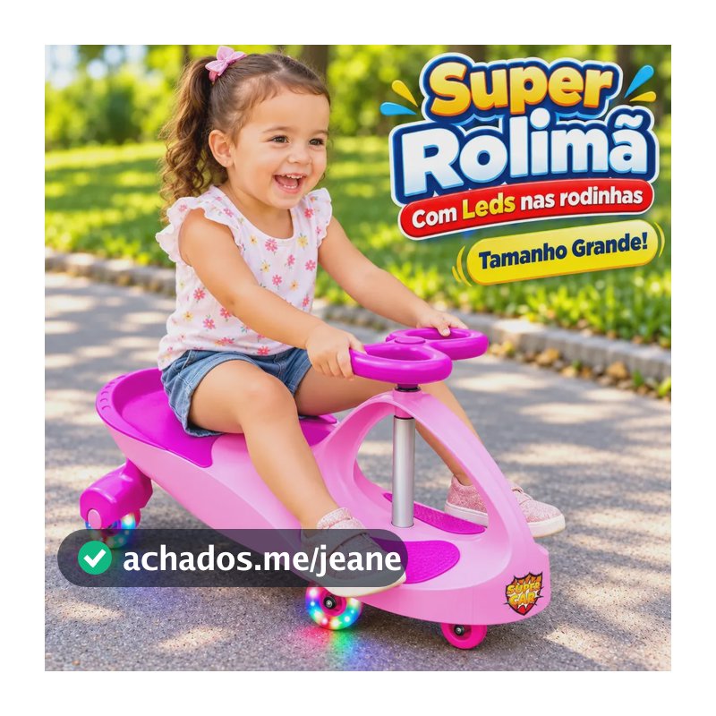 Carrinho Rolimã Infantil Com Rodas Led Triciclo Grande Deslizante Com Volante Brinquedo Para Crianças Super Car Rosa e Lilás