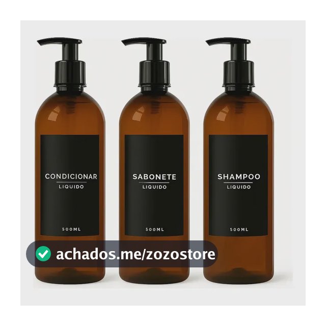 Kit Banheiro Frasco Shampoo Condicionador 500ml Pump (3 Un)