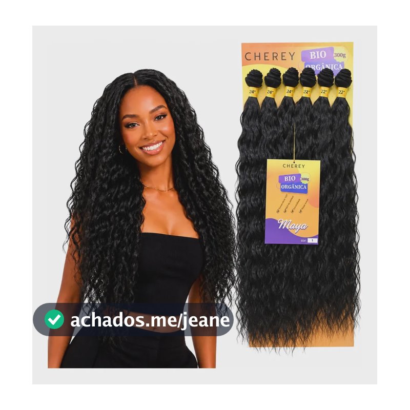 Aplique Cabelo Bio Orgânico Na Tela Maya Curly 300g 60/55cm 1 Preto