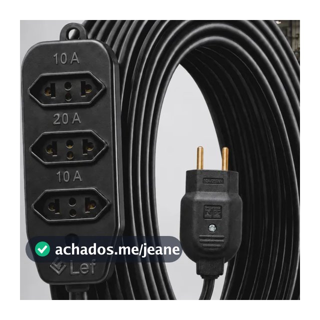 Extensão 30metros Cabo Pp Reforçada Obra Profissional 10A/20A Preto Two Lef