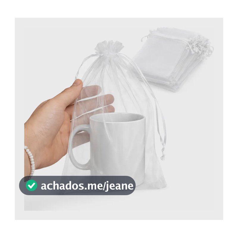 Kit 50 Un Saco Organza Tule Saquinho 17x23 Branco Atacado Branco Liso