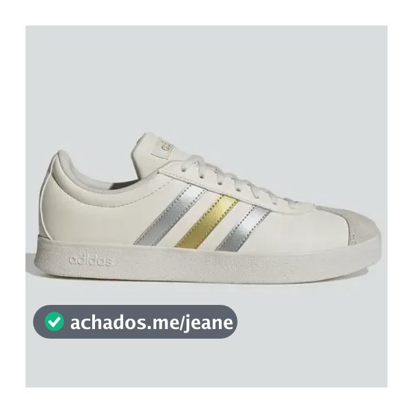 Tênis Feminino Vl Court Base adidas Owhite/silvmt/goldmt Liso 37 Br
