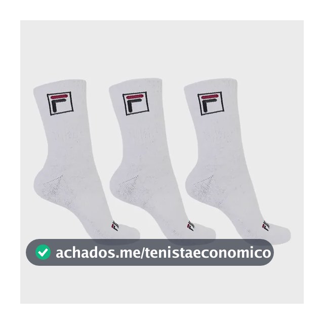 Kit 3 Pares Meia Fila Fbox Cano Alto Branca Unissex Original
