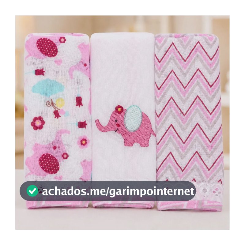 Minasrey Kit 3 Paninhos de Boca Para Bebê Fralda 100% Algodão Rosa