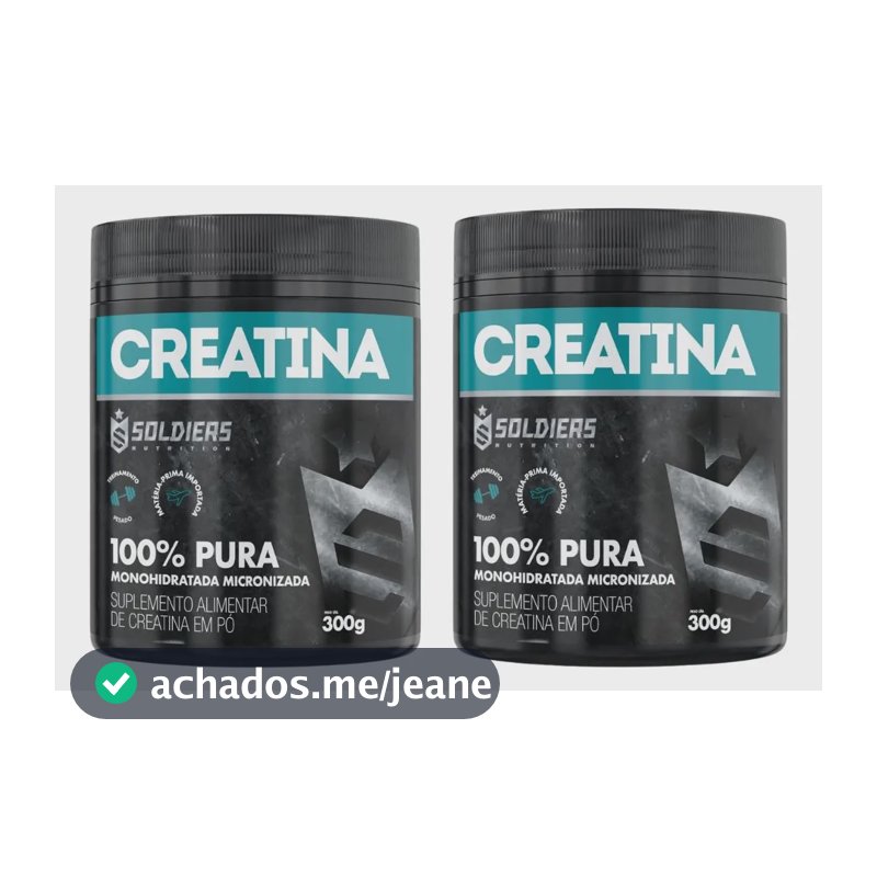 Kit: 2 Creatina Pote 300g 100% Pura Soldiers Nutrition Treino Performance Fortalecimento