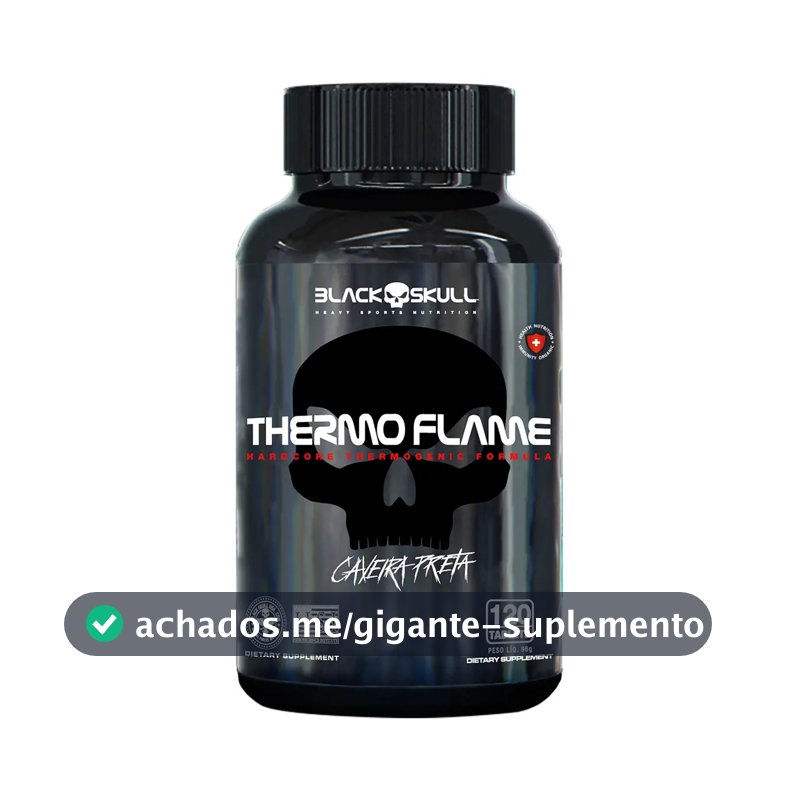 Cafeína Black Skull Caveira Preta Thermoflame em tabletes Sem sabor de 120 un
