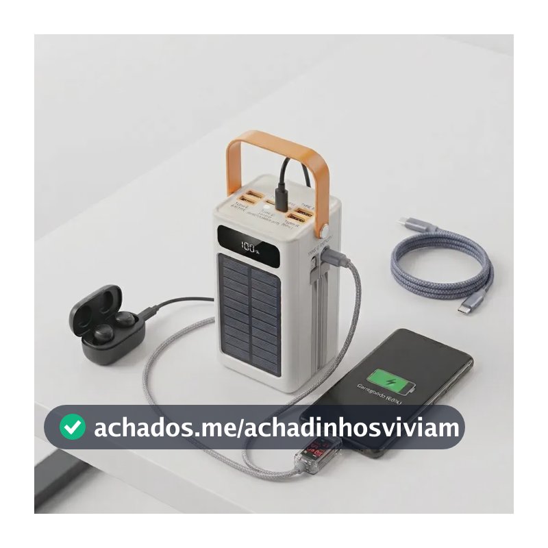 Carregador Power Bank 50.000mah Portátil Turbo Rápido Pro Branco