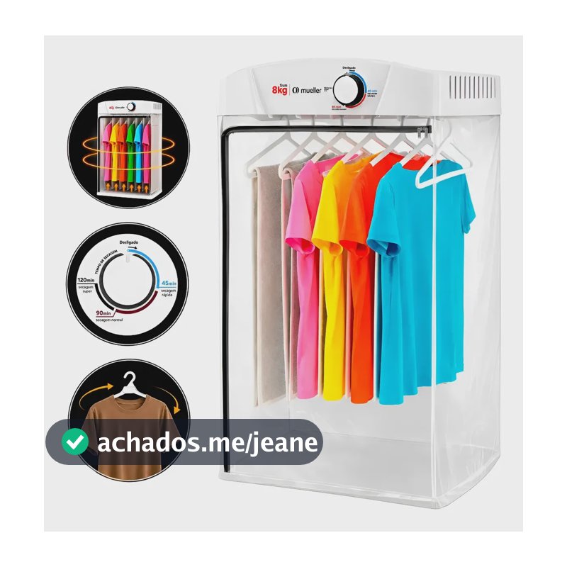 Secadora De Roupas Mueller Sun 8kg De Parede Com Timer Branco 220v