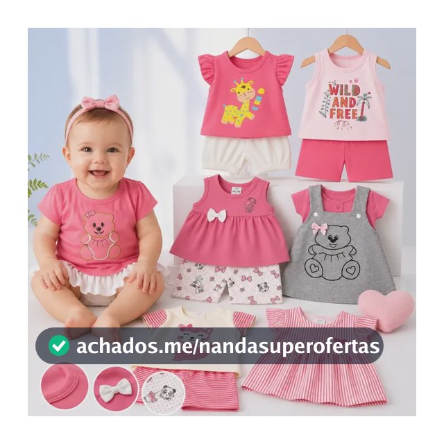 Kit 6 Peças Conjunto Bebê Menina Divertidas Inverno Algodão Sortida M (3-6 Meses)