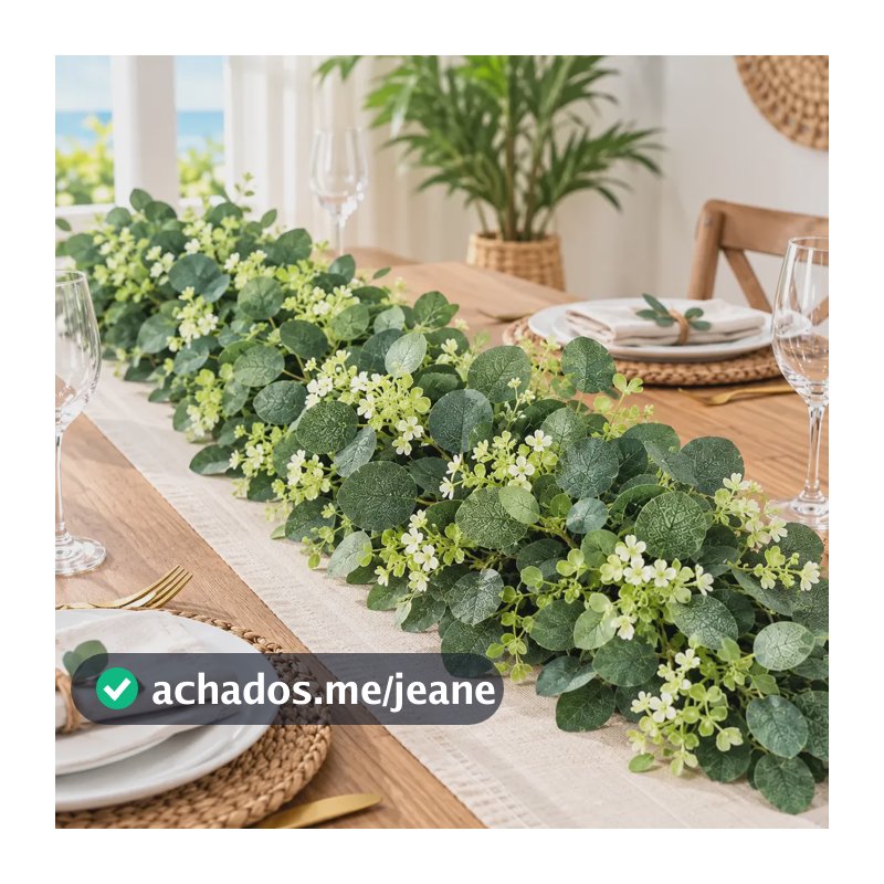 Guirlanda Artificial Eucalipto Planta Decorativa Para Casa Verde