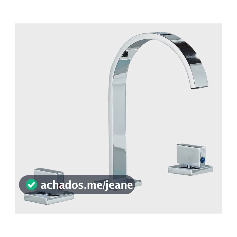 Torneira Misturador Lavatório Slim Bicomando Luxo Duplo Prateado Cromado