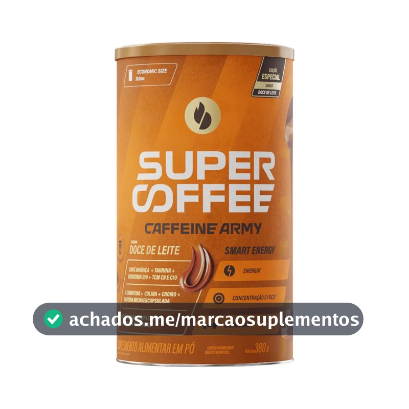 Cafeína Caffeine Army Supercoffee Classic Size em pó sabor Doce de leite x 380g