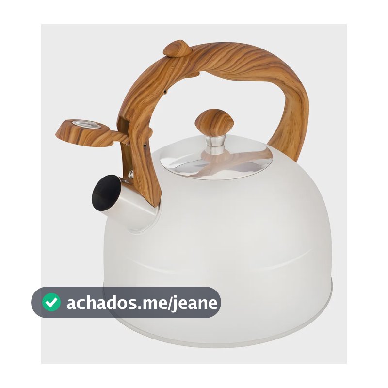 Chaleira Inox Apito Moderna Wood 2 Cores 2,5 Litros Cor Bege