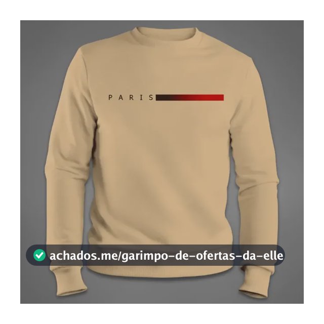 Moletom Masculino Gola Redonda Flanelado Blusa Paris
