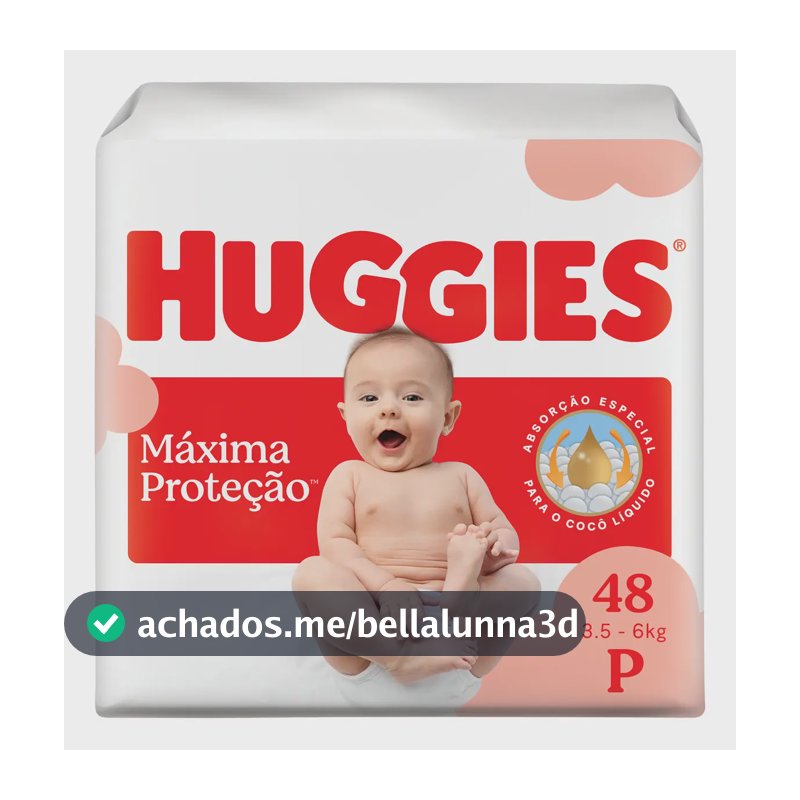 Huggies Fralda Descartável Máxima Proteção P - 48 Un