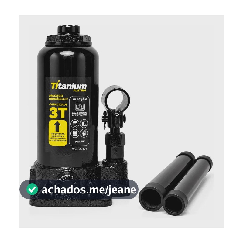Mini Macaco Hidráulico Tipo Garrafa 3 Toneladas 158 a 288mm Amarelo Titanium Platina
