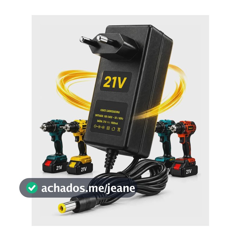 Carregador Fonte Bivolt Parafusadeira Bateria 21v Litio 1a