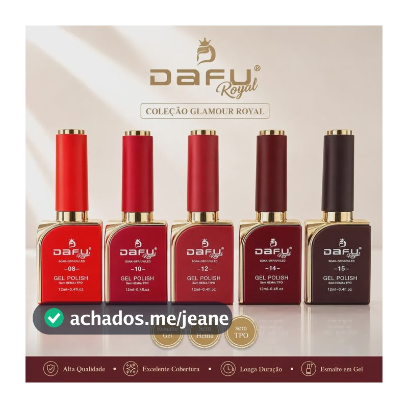Dafu Kit 5 Esmaltes Em Gel Cores Variadas Glamour 12ml Vermelho