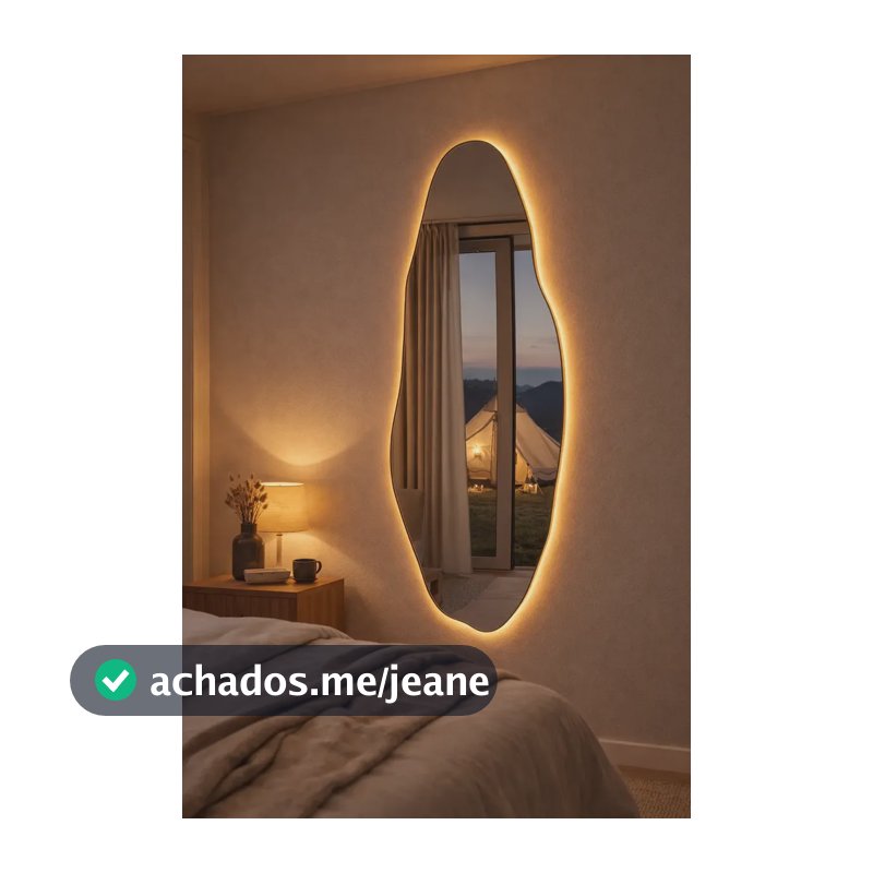 Espelho Orgânico Led Quente Bivolt Moderno Quarto Sala 90cm Led Quente Bivolt