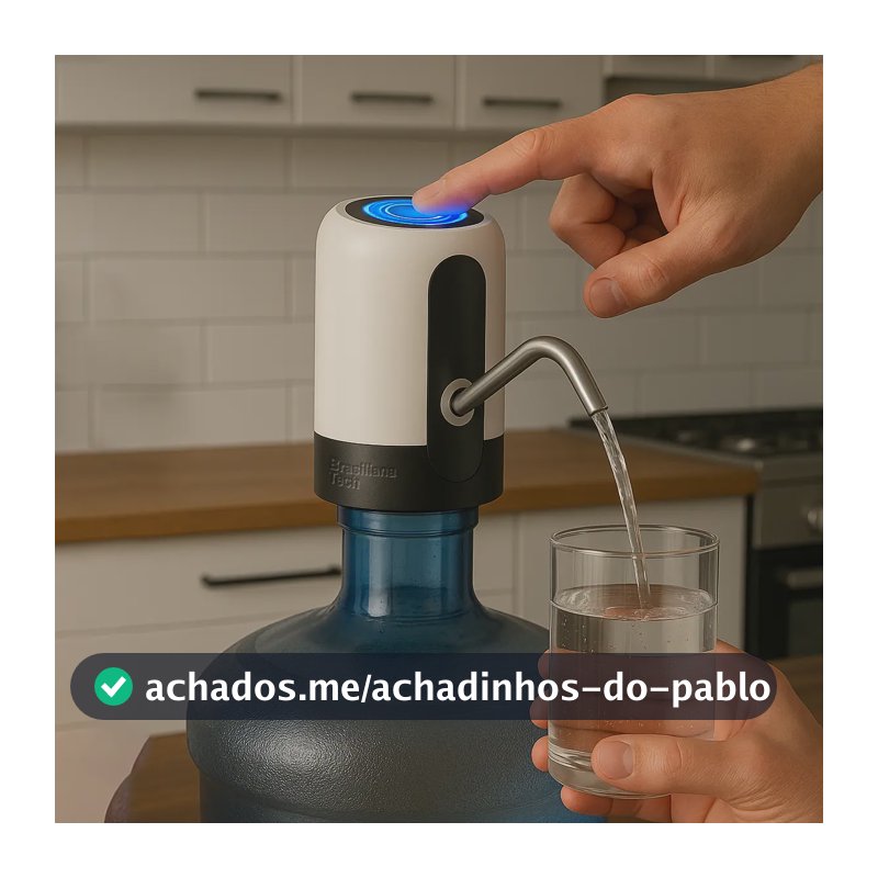 Bomba Galão Elétrica Para Garrafão De Água Bebedouro Elétrico Filtro Recarregável Sem Fio Portátil Automática Bateria Longa Duração Fluxo Estável Fácil Instalação Uso Casa Escritório Brasiliana Tech