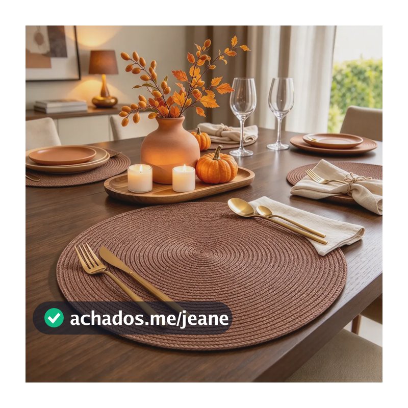 Kit 6 Jogo Americano Redondo Sousplat 38cm Mesa Posta Jantar Vermelho Café Raso