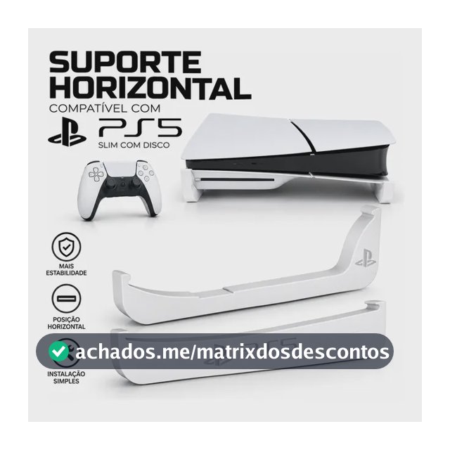 Suporte Horizontal Compatível Com Ps5 Slim Com Disco Branco