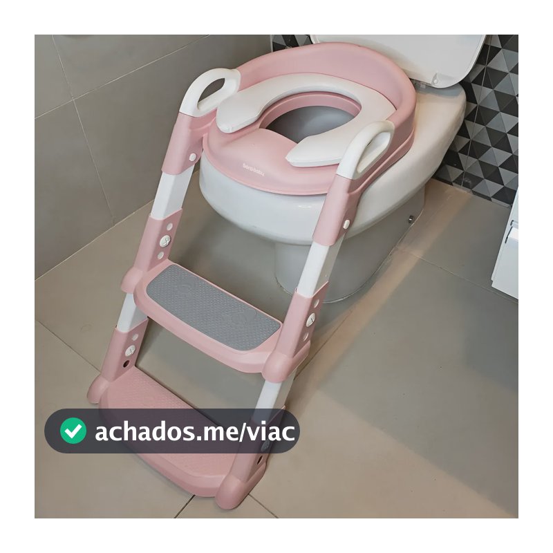 Assento Redutor Com Escada Troninho Infantil Desfralde Bebê Rosa