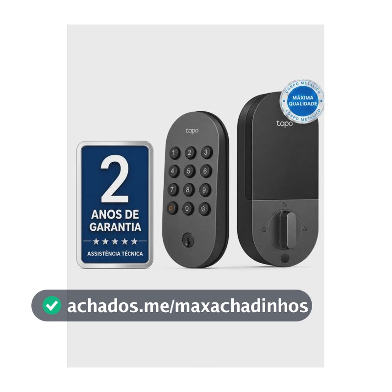 TP-Link Tapo DL100 Fechadura Digital Inteligente Wi-Fi com Até 200 Senhas, Acesso Remoto pelo Aplicativo, Travamento Automático, 2 Chaves de Reserva, Bateria de Até 7 Meses e IP54