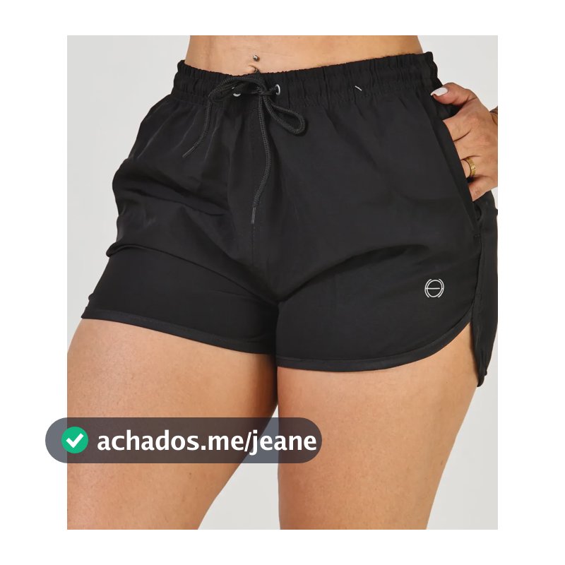 Shorts Feminino Elastano E Poliéster  Academia Praia Laser Preto Liso Gg