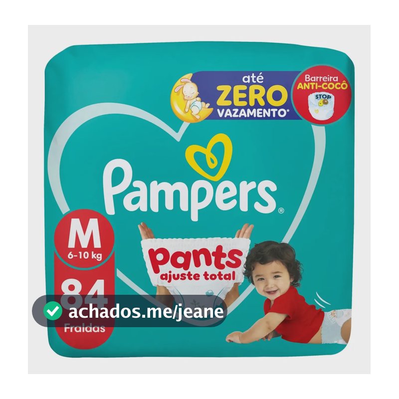 Pampers Pants Ajuste Total pacote de fralda infantil tamanho M 84 unidades
