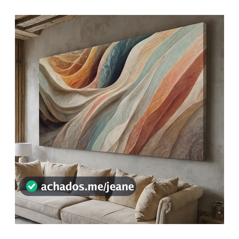 Quadro Decorativo Sala Grande 130x70 Luxo Abstrato Tela Marrom Canvas