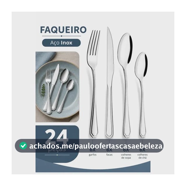 Kit Jogo Talheres Cabo Aço Inox Conjunto Prateado 24 Peças