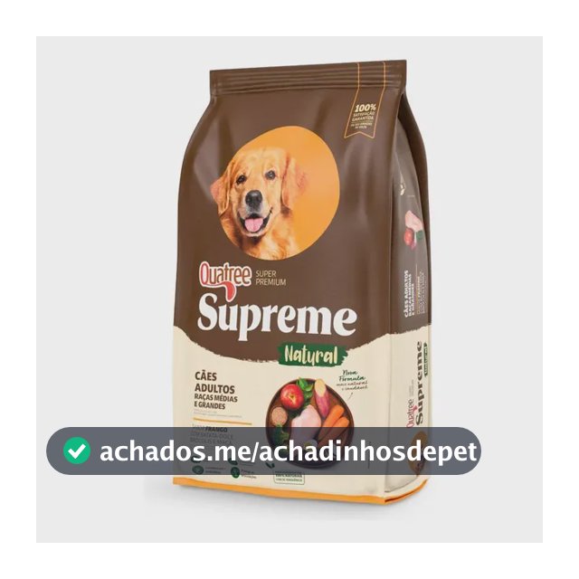 Quatree Supreme Cão Adulto Méd/Gran Frango Batata Doce 15kg