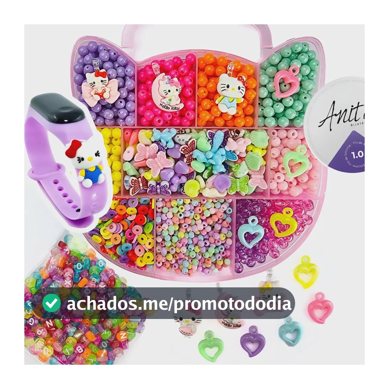 Kit Para Fazer Pulseira Miçangas Infantil Gata 1.800 Peças