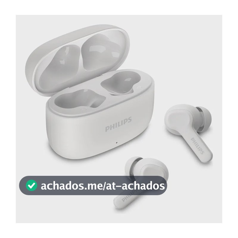 Fone de ouvido sem fio TWS Philips TAT1109WT/00 na cor branca, com bluetooth, microfone, tecnologia IPX4
