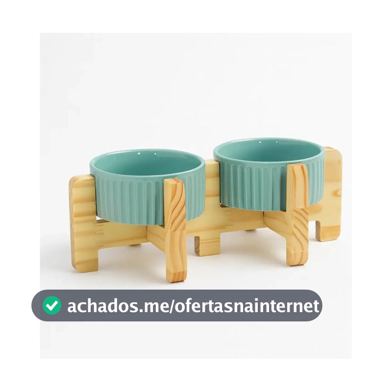 Bebedouro Duplo Elevado Gato Cachorro Ração E Água 320ml Cor Comedouro Verde 0