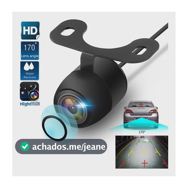 Câmera Ré Visão Noturna 170° Ângulo Colorida Ip67 À Prova D'água