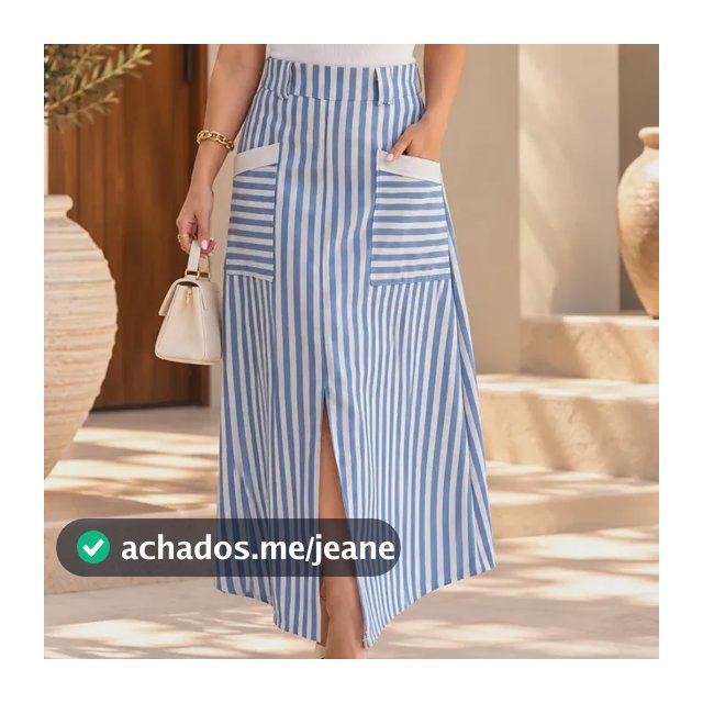 Saia Feminina Midi Listrada Elegante Moda Evangélica