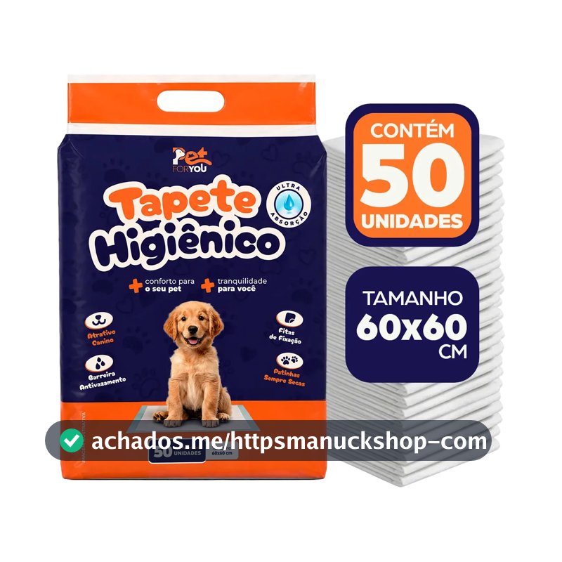 Tapete Higiênico Pet 50 Unidades 60x60 Descartável Cão Gato