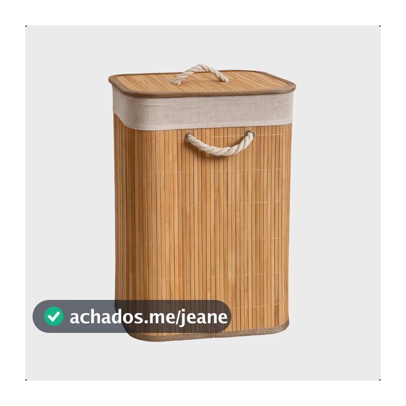 Cesto Roupas Sujas Bambu Grande Retangular Forrado Banheiro Caixa Organizadora 72 Litros Cesto De Bambu Natural Forro De Linho