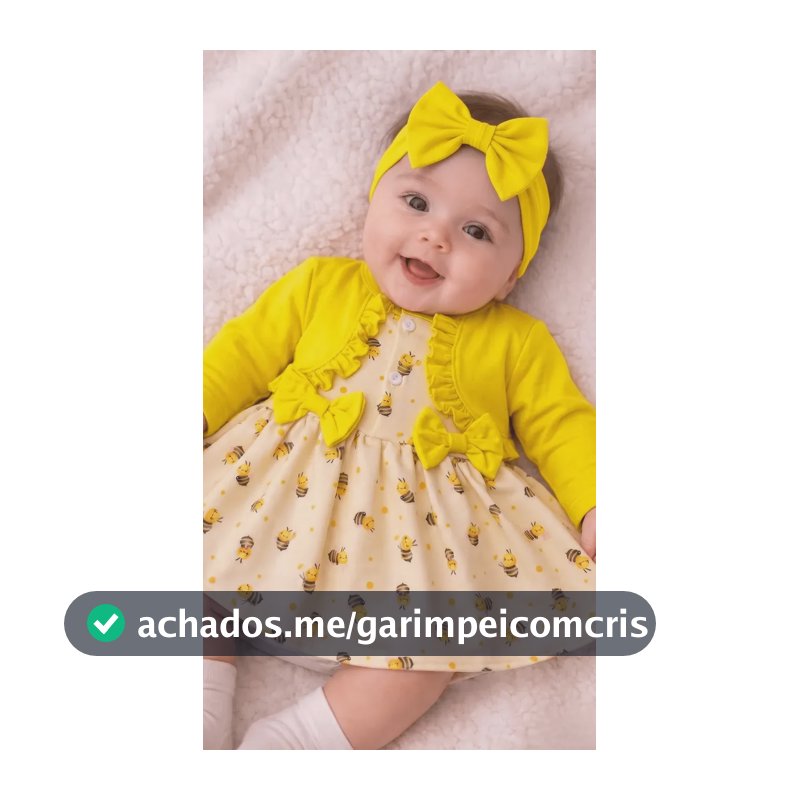 Conjunto Bebê Menina Vestido Abelhinha Com Bolero E Faixa Amarelo 0-3 Meses