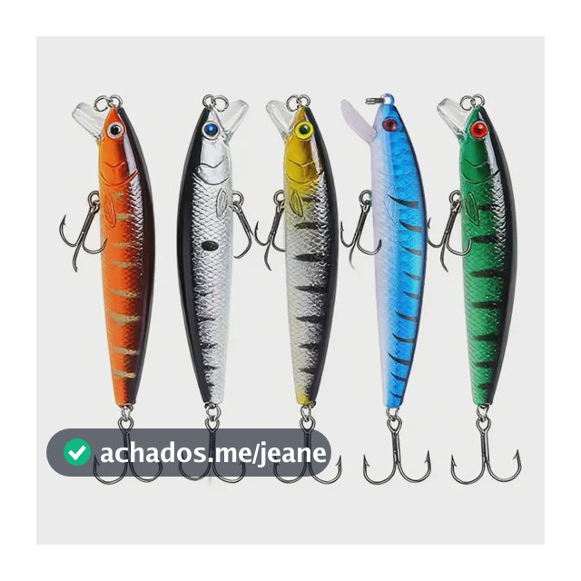 Kit Pesca 5 Iscas Artificias Minnow Tucunaré Robalo Dourado Cores Misturadas