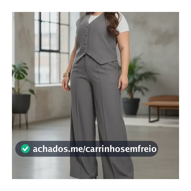 Conjunto Feminino Plus Size Colete E Calça Pantalona
